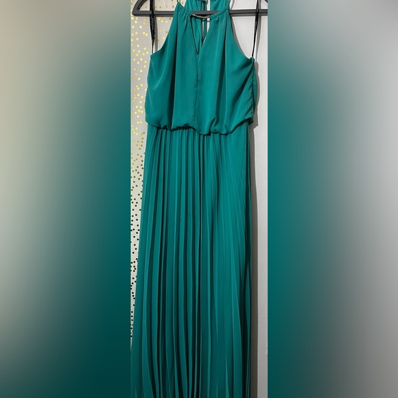 Bisou Bisou Blue Maxi Pleated A-Line Dress size 10 - Picture 1 of 7